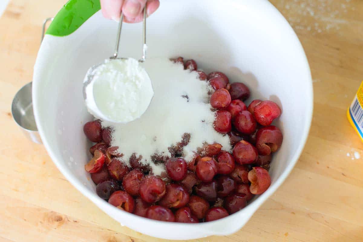 Making cherry pie filling