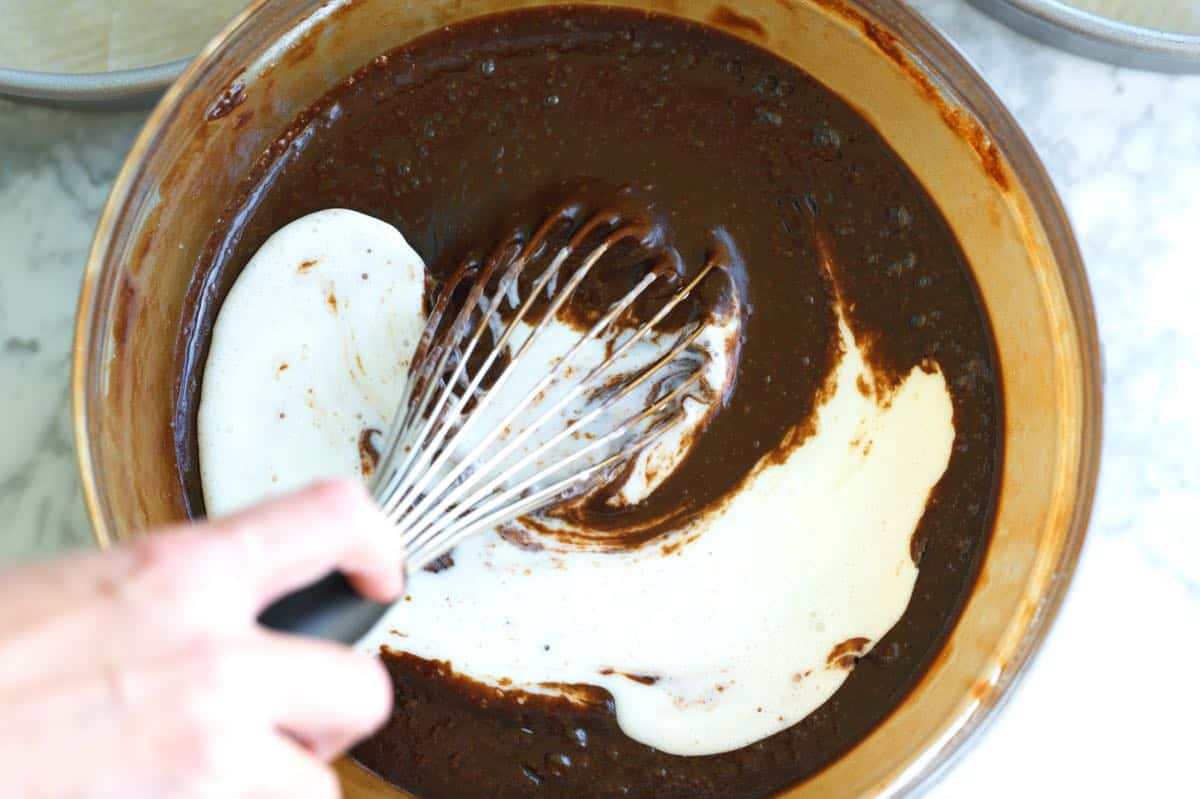 Adding buttermilk to the batter