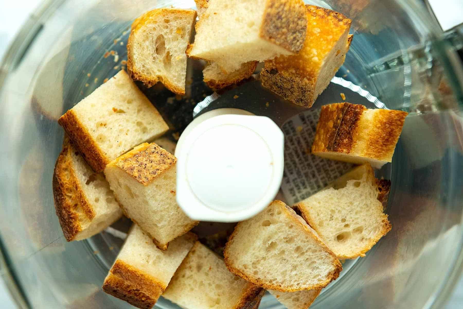 Making bread crumbs using a food processor