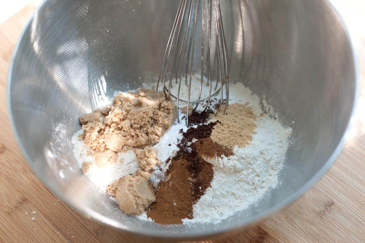 Mixing in fall spices. 