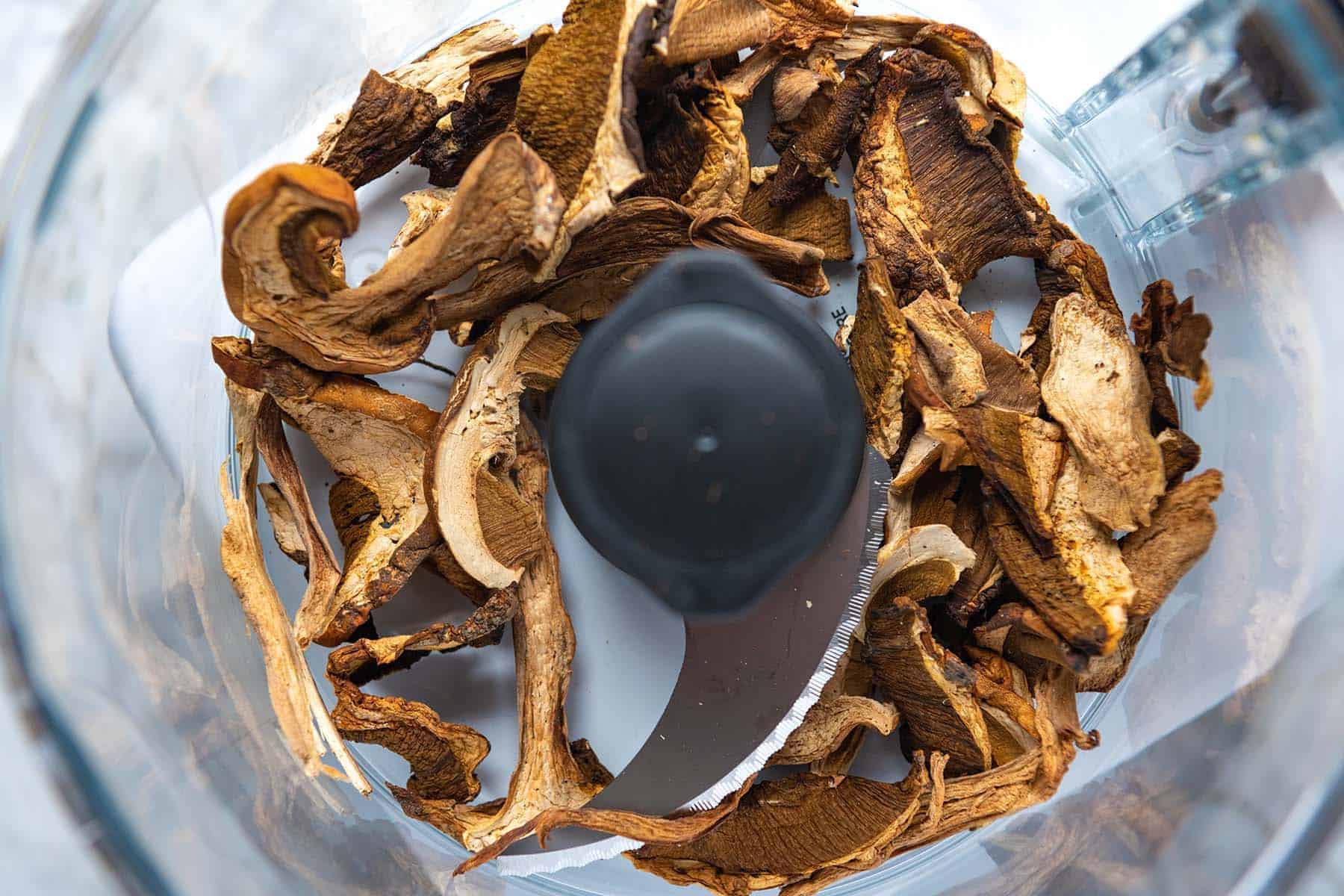 Dried Porcini Mushrooms in a Food Processor
