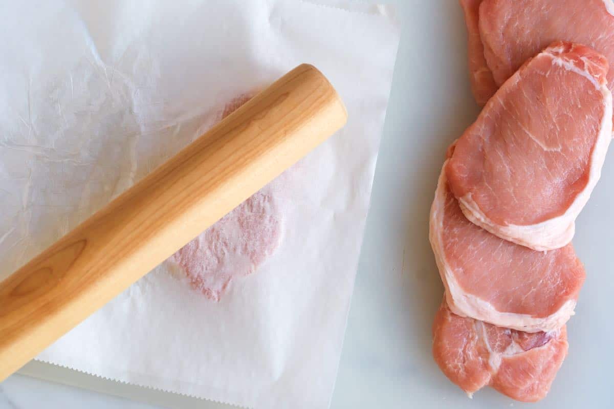 Pounding pork chops thin before breading for pork milanese