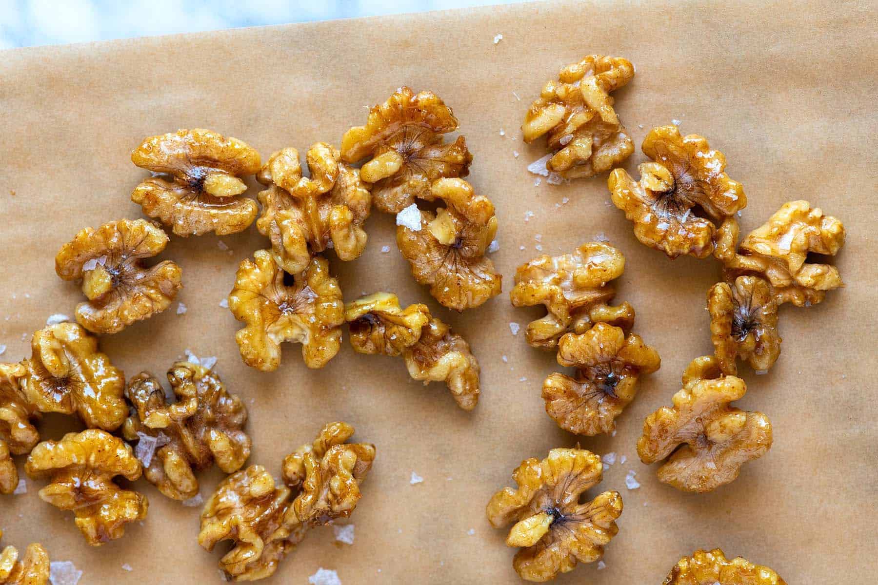 Maple candied walnuts ready for the strawberry salad