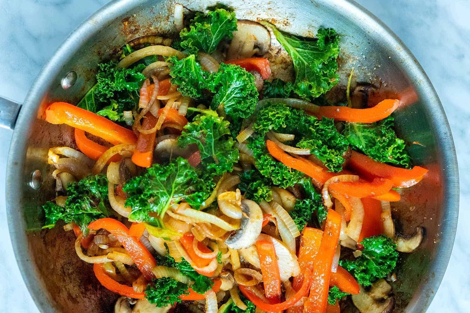 Cooking vegetables for veggie quesadillas