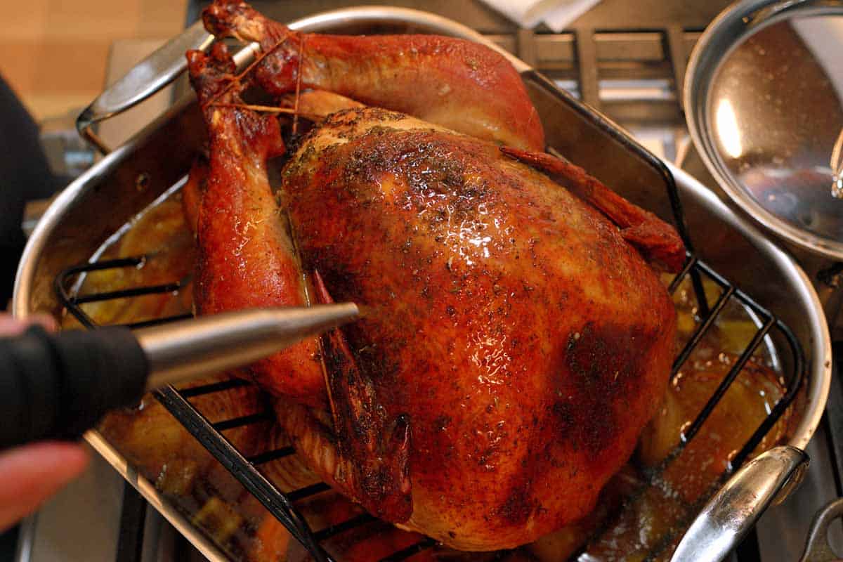 Basting roasted turkey