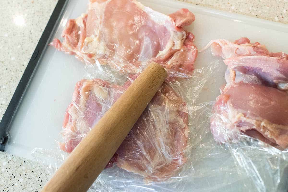 Pounding chicken thighs for chicken marsala