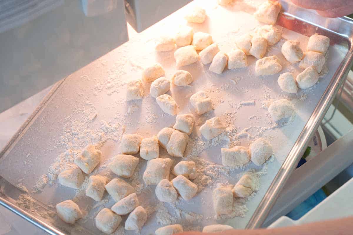 Storing gnocchi in freezer. 