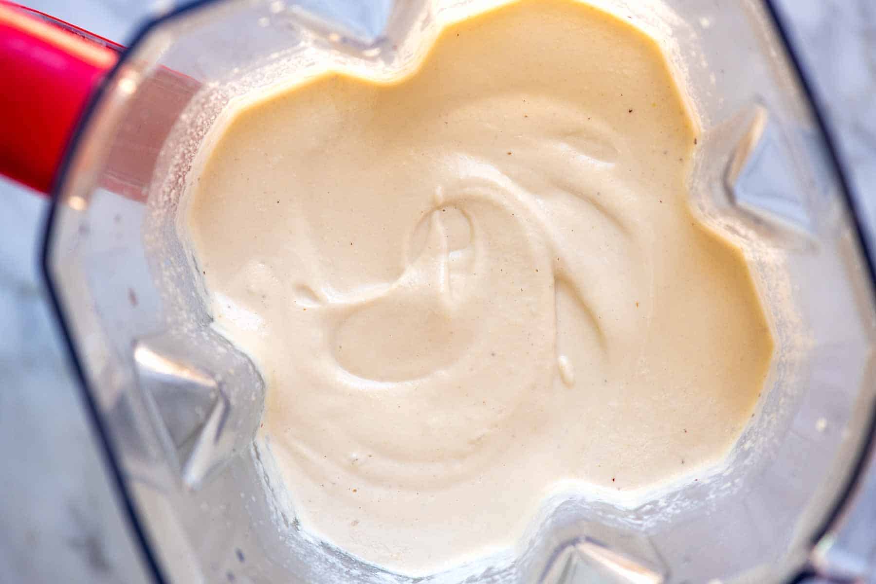 Blended cashews for the base of vegan queso