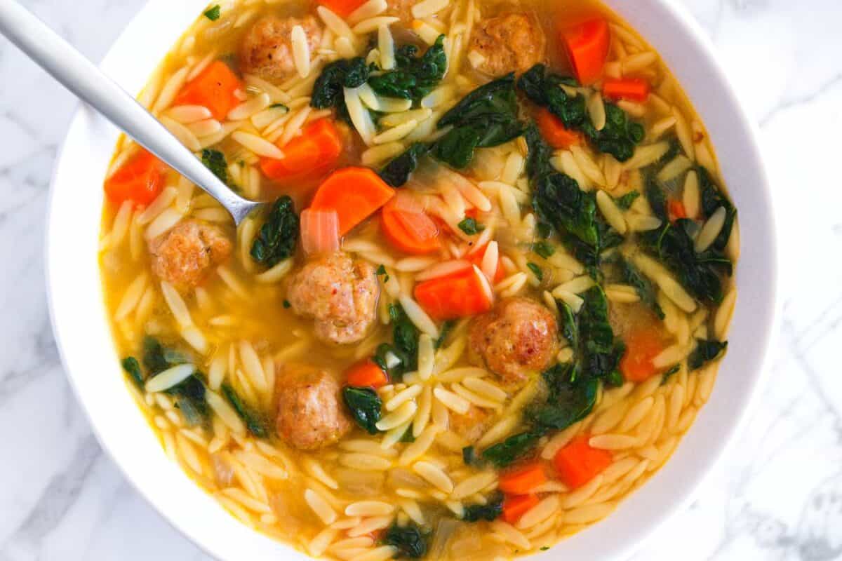 Turkey Meatball Soup with Orzo