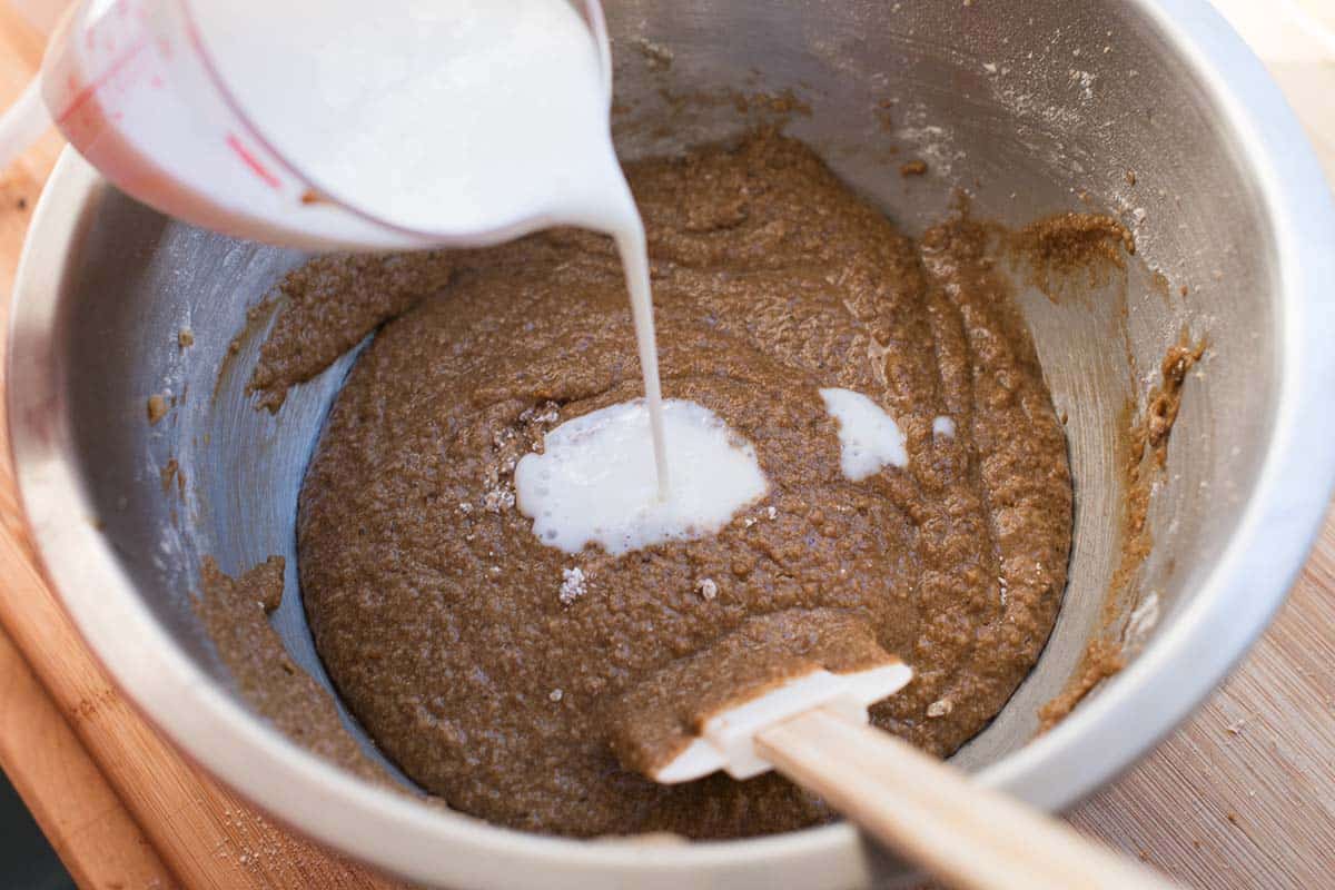 making raisin bran muffin batter