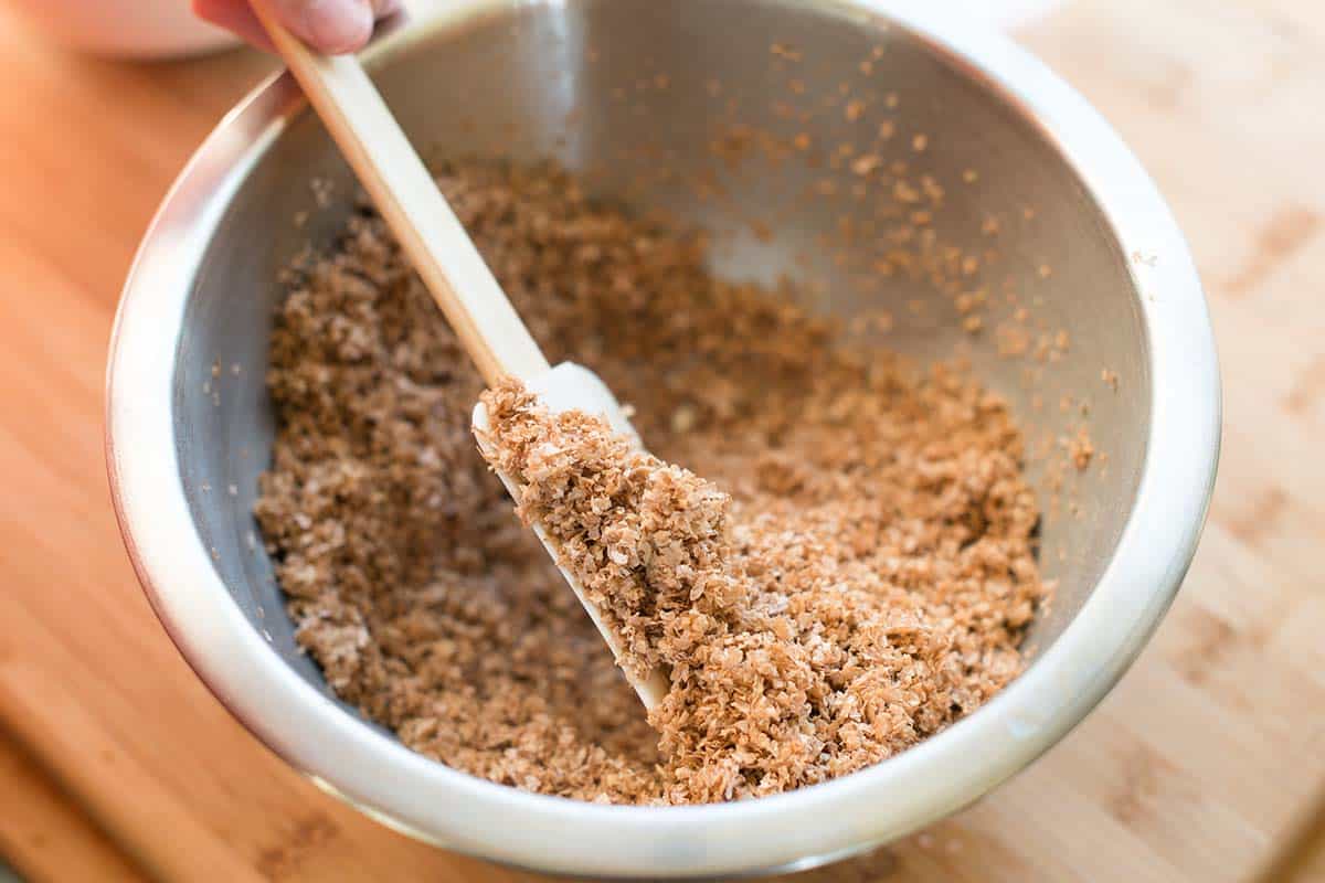 wheat bran after sitting with hot water