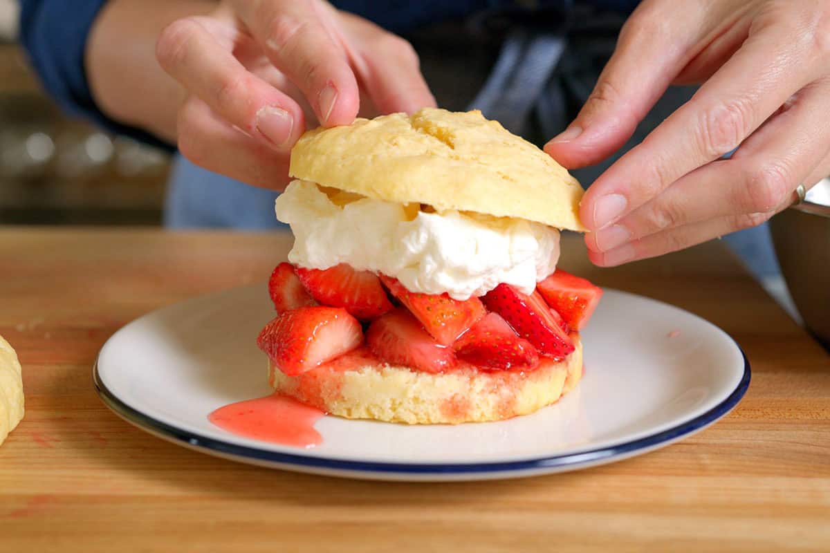Assembling strawberry shortcake