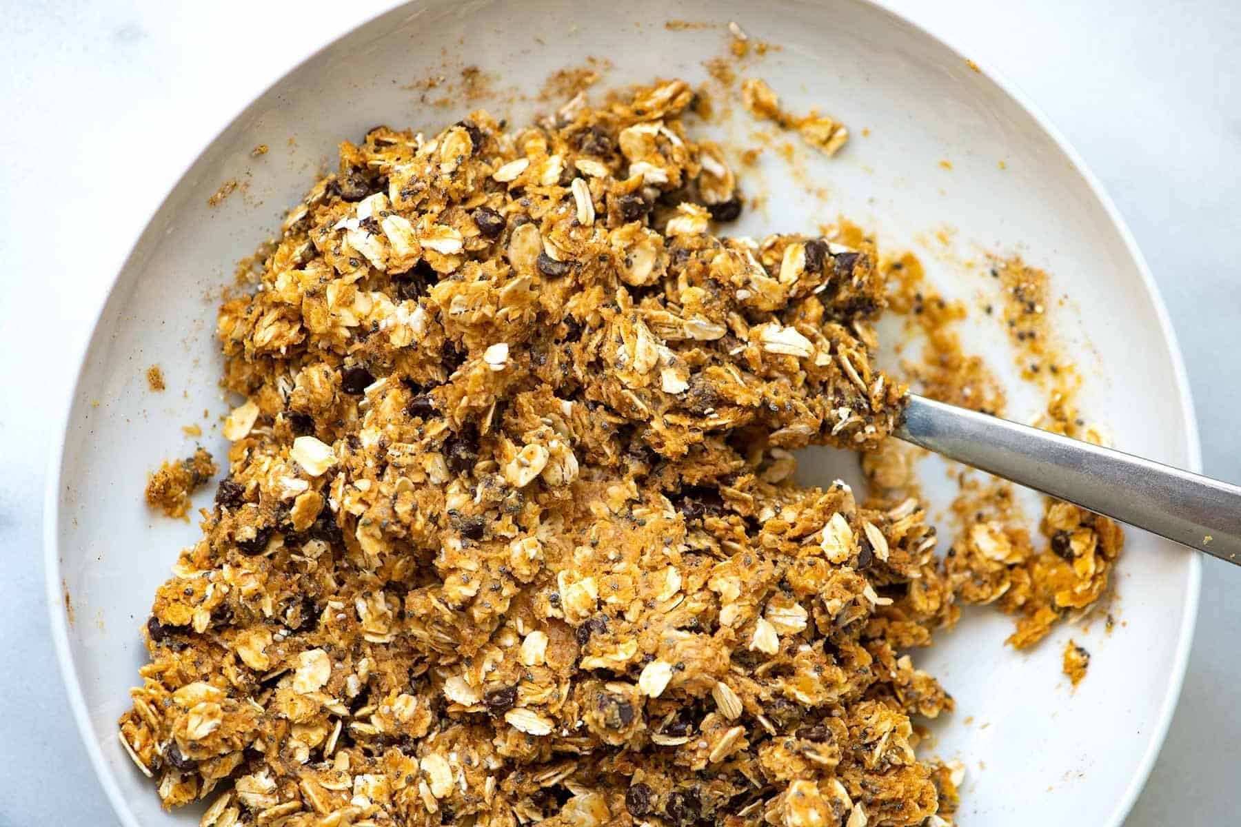 Energy ball mixture that's ready to roll into balls