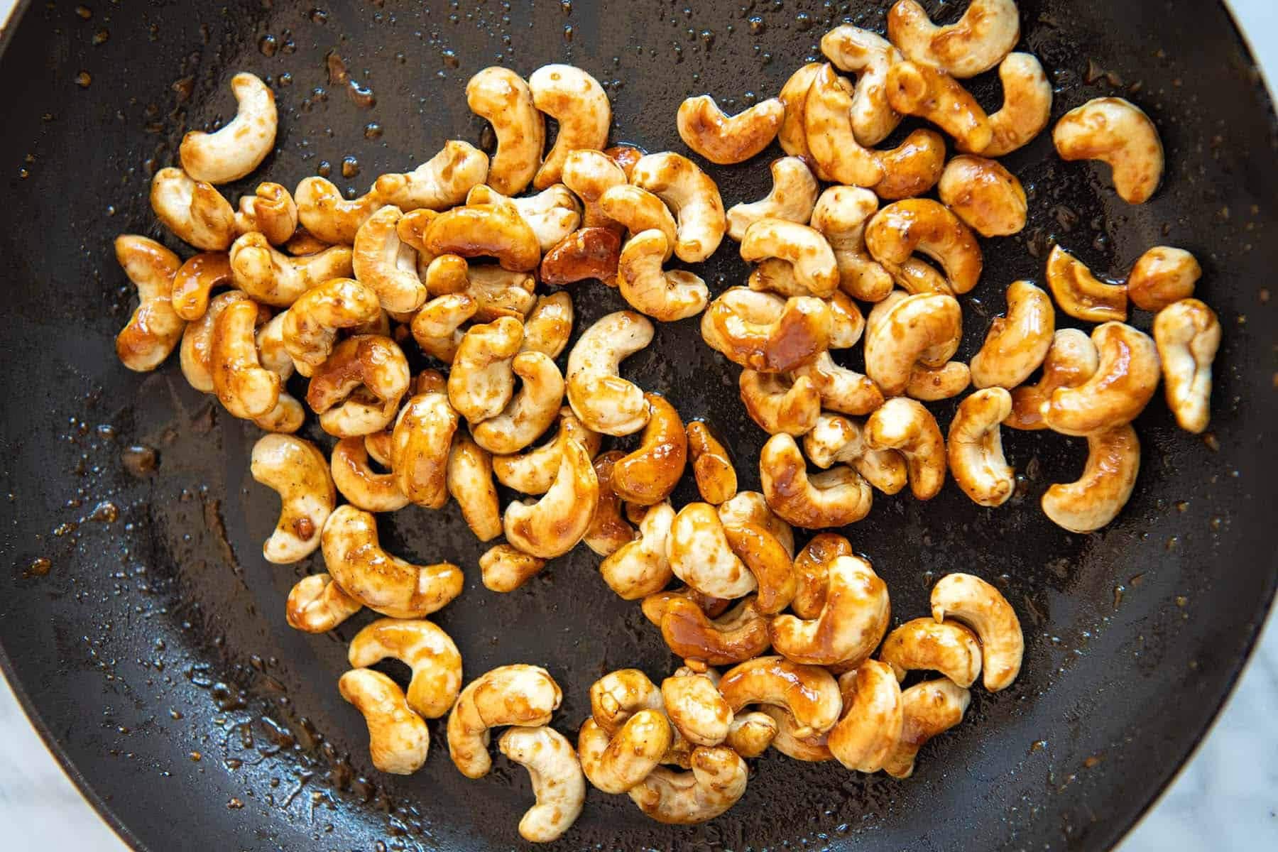Candied cashews for tahini quinoa bowls