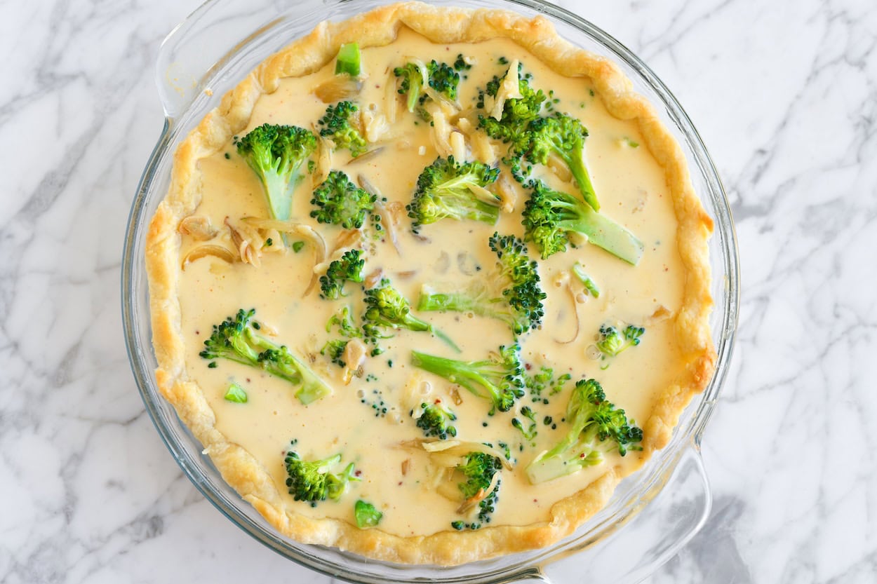 Broccoli quiche ready to bake