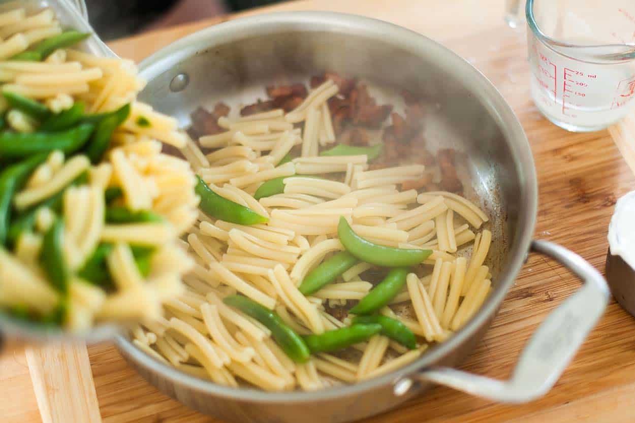 Building the sauce for Greek yogurt pasta