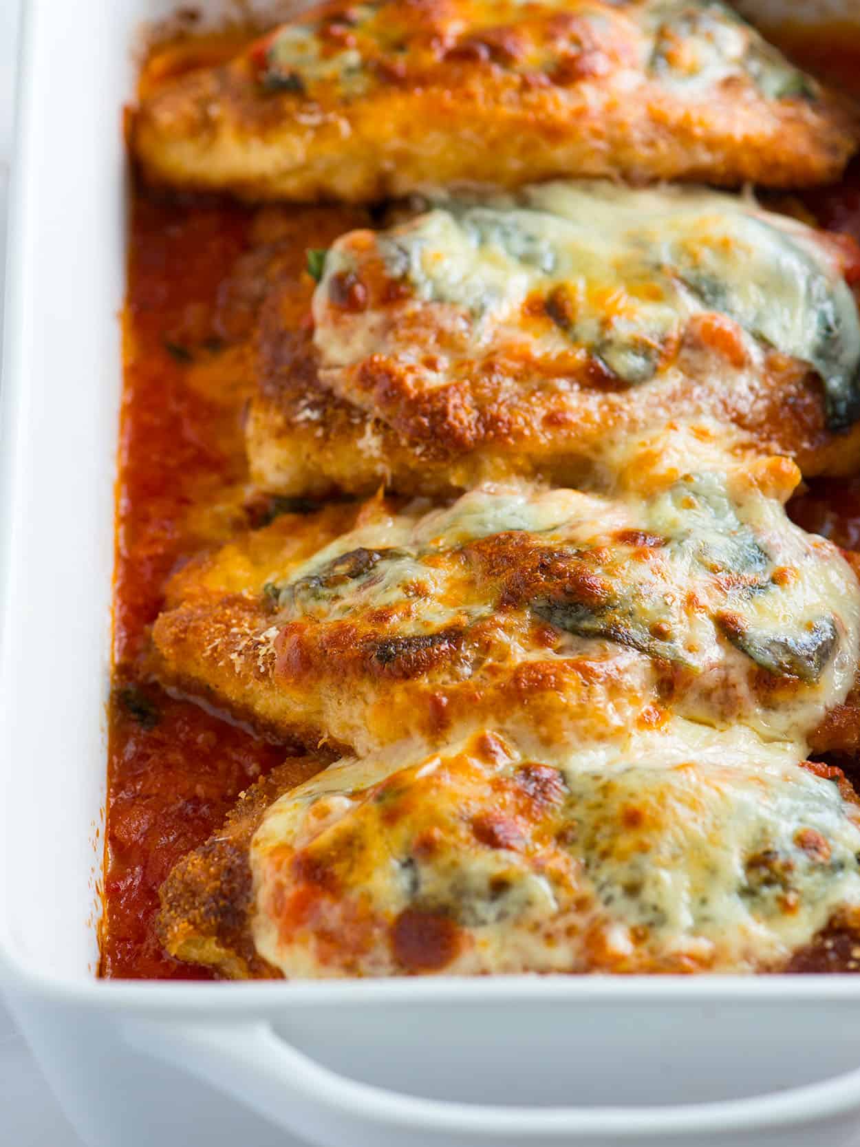 Chicken Parmesan in a baking dish