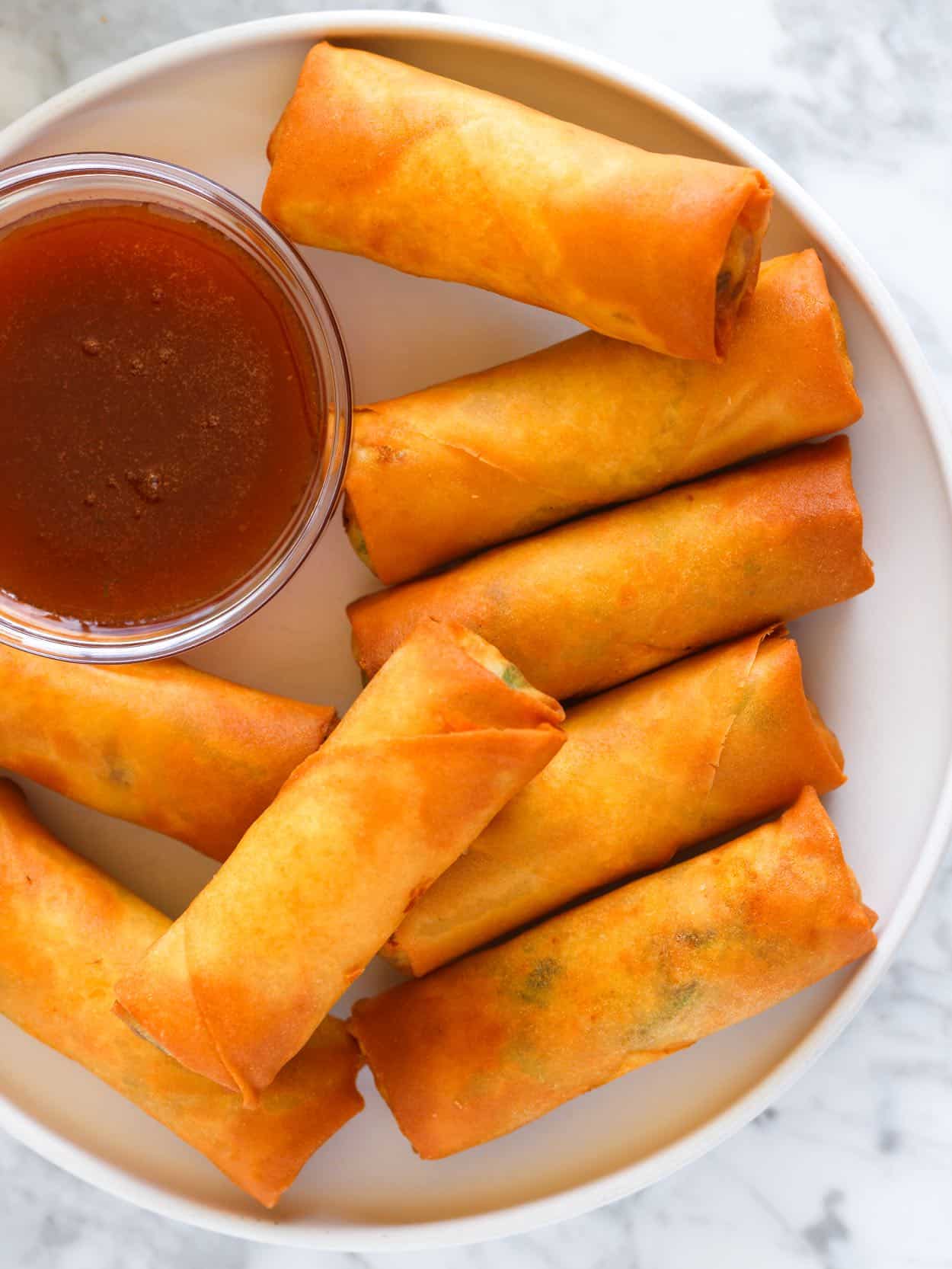 Crispy Chicken Spring Rolls with Sauce