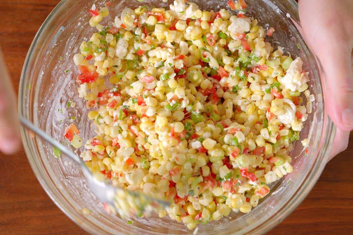 Letting corn salad sit for the flavors to meld before serving