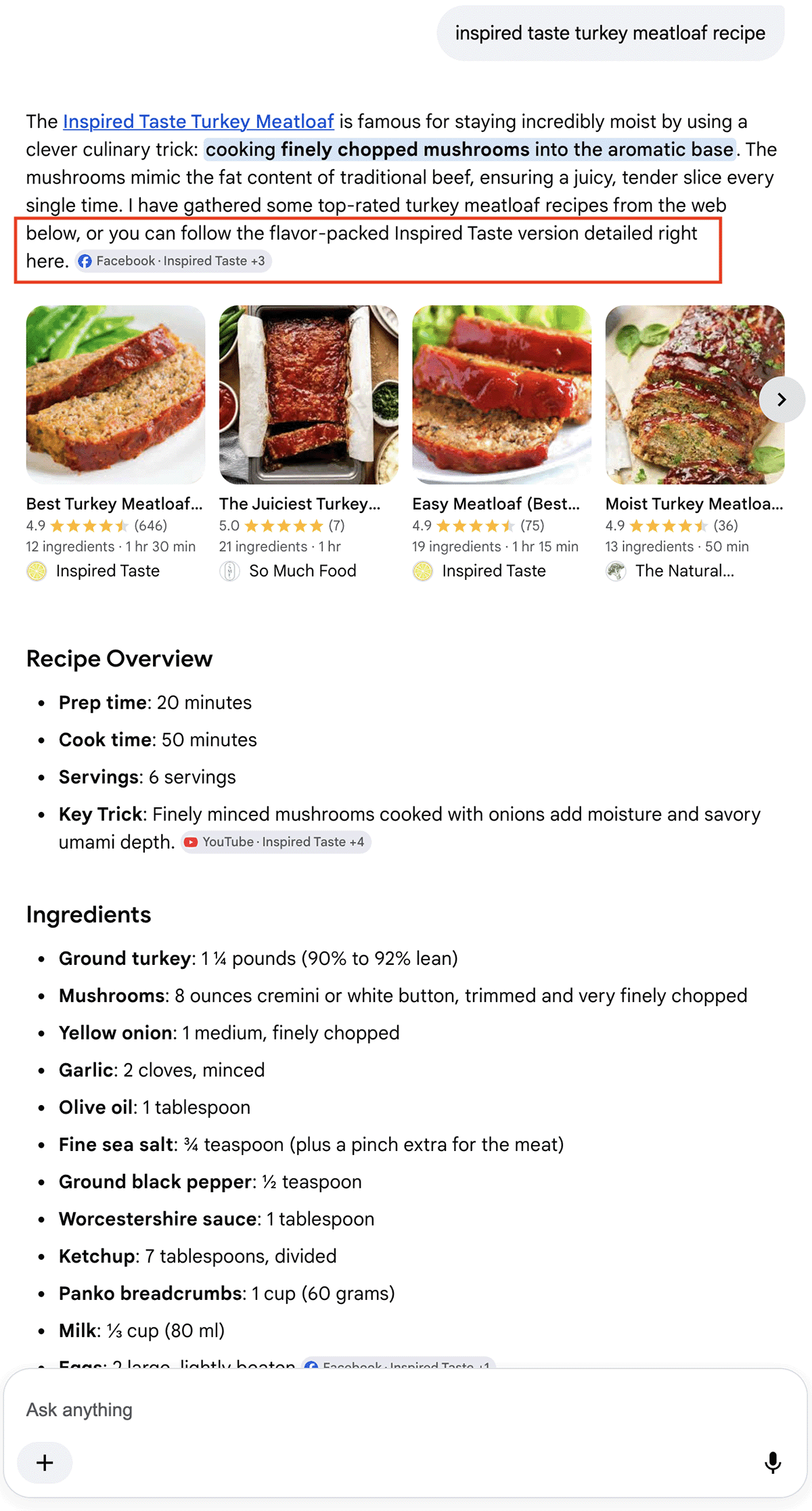 Inspired Taste branded AI Mode Frankenstein Recipe
